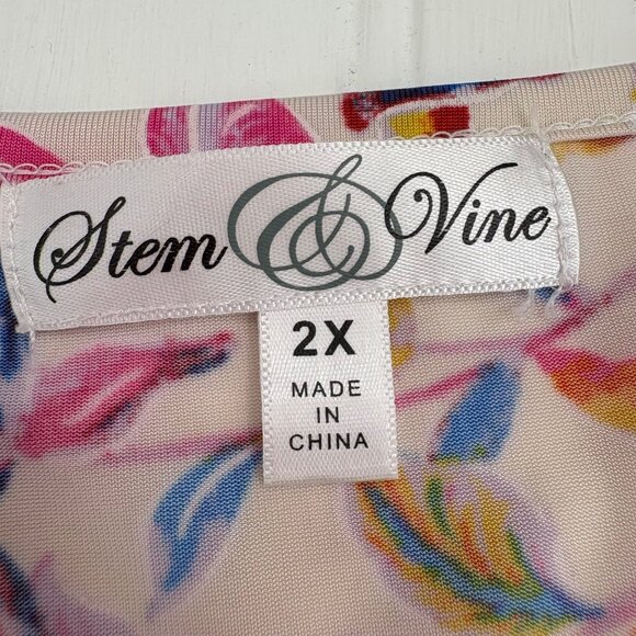 Stem & Vine 2X Floral & Lace Womens Top 97% Polyester - Picture 2 of 6